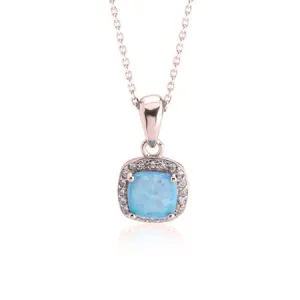 Square Opal Necklace Rose Gold Plated