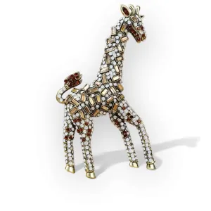 Statement bejewelled Giraffe Brooch