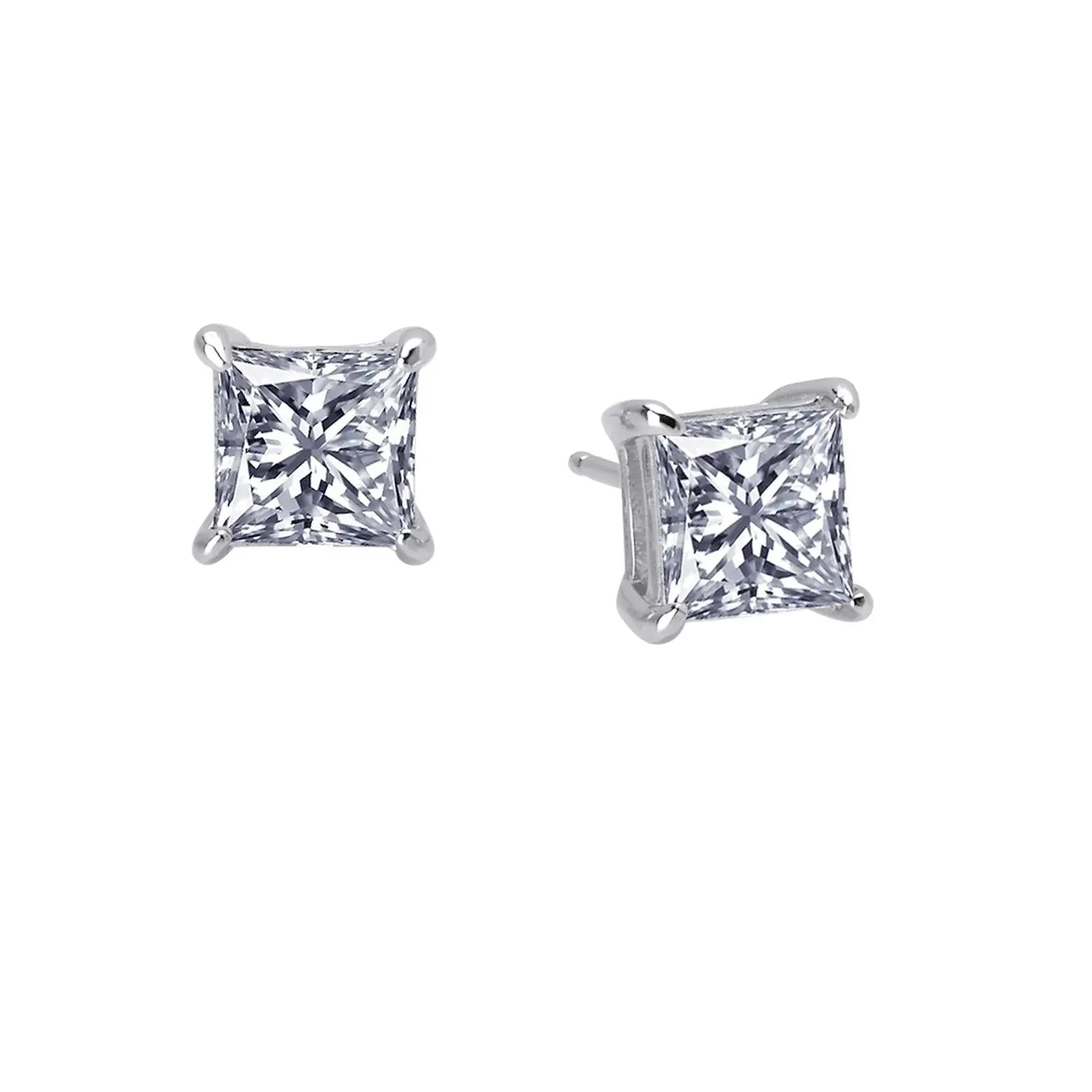 Sterling Silver 2.5CTW Princess Cut Simulated Diamond Stud Earrings