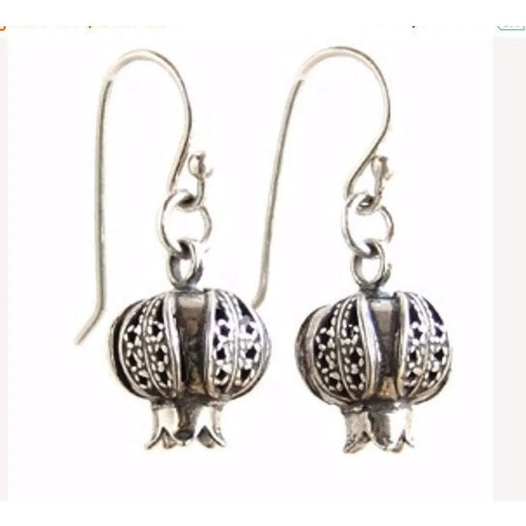 Sterling silver earrings, Silver earrings dangle, elegant filigree earrings רימונים