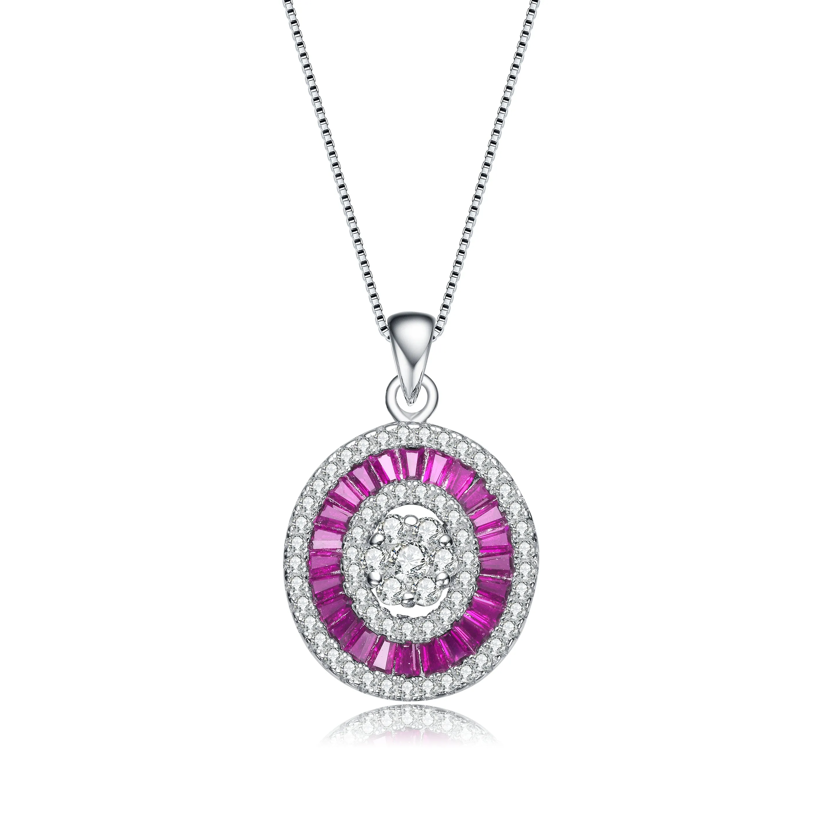 Sterling Silver Ruby Cubic Zirconia Rhodium Plated Last Pair Pendant