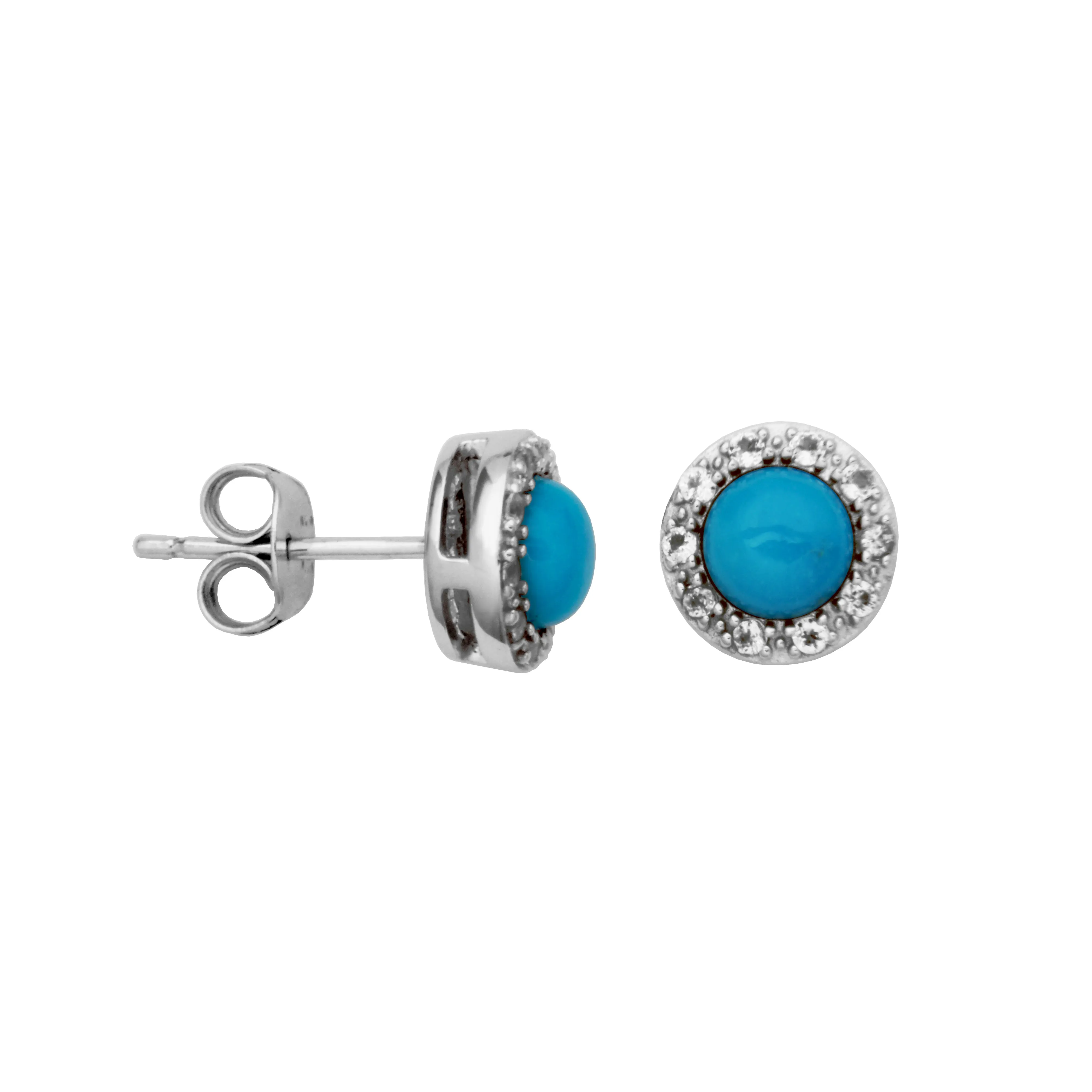 Sterling Silver Turquoise and White Topaz Earrings