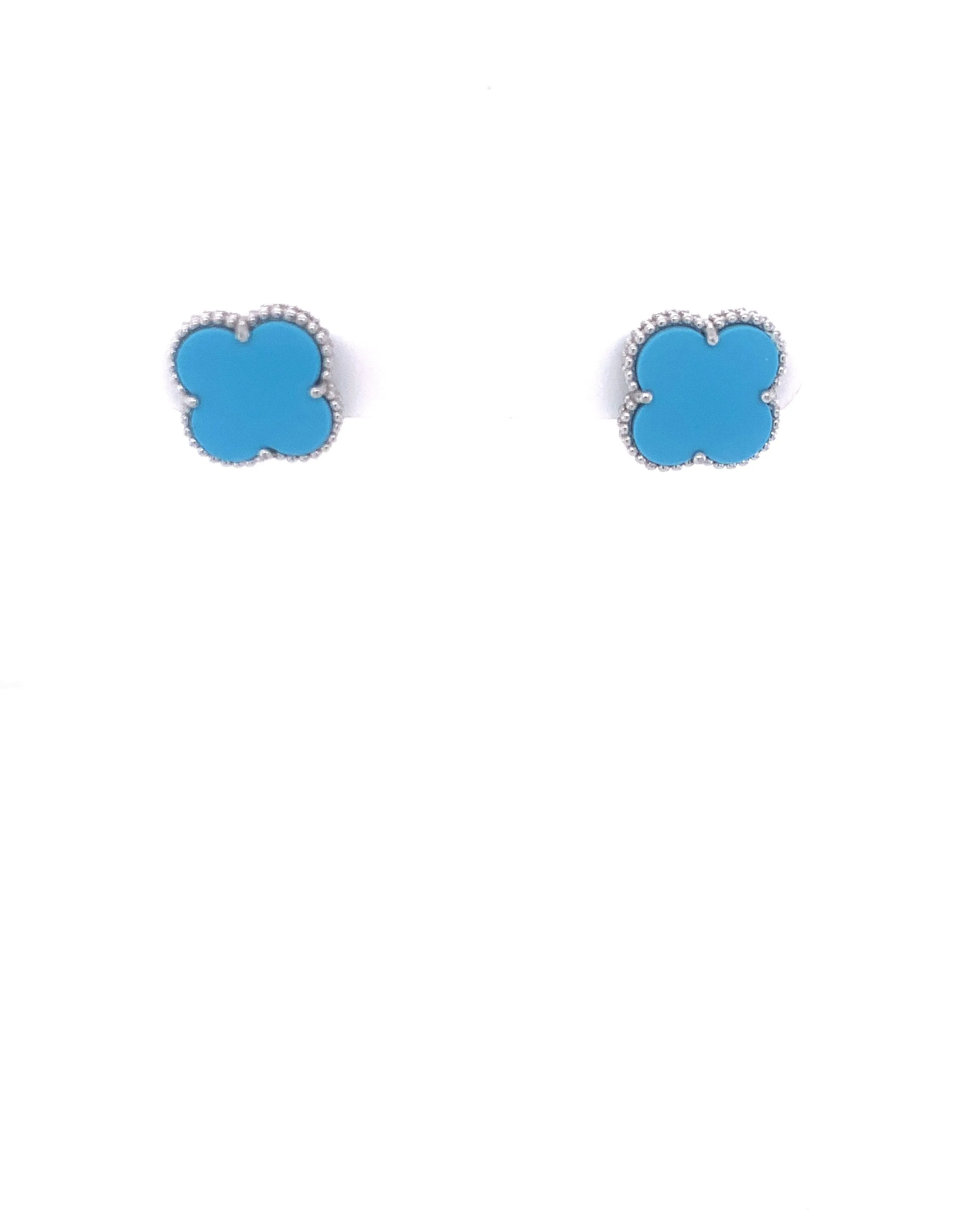 Sterling Silver Turquoise Clover Stud Earrings