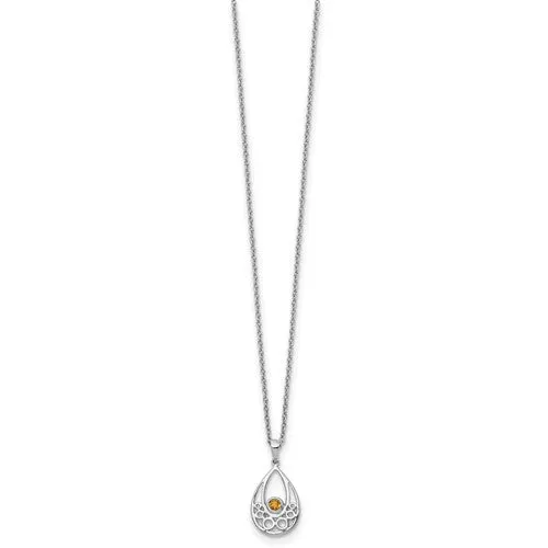 Sterling Silver White Ice Citrine Necklace