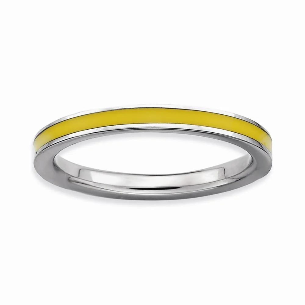 Sterling Silver Yellow Enameled 2.25MM Ring