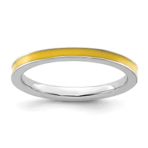 Sterling Silver Yellow Enameled 2.25MM Ring