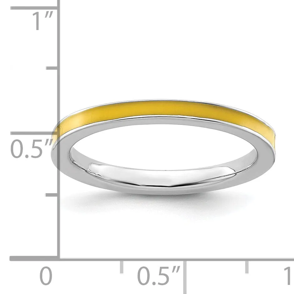 Sterling Silver Yellow Enameled 2.25MM Ring