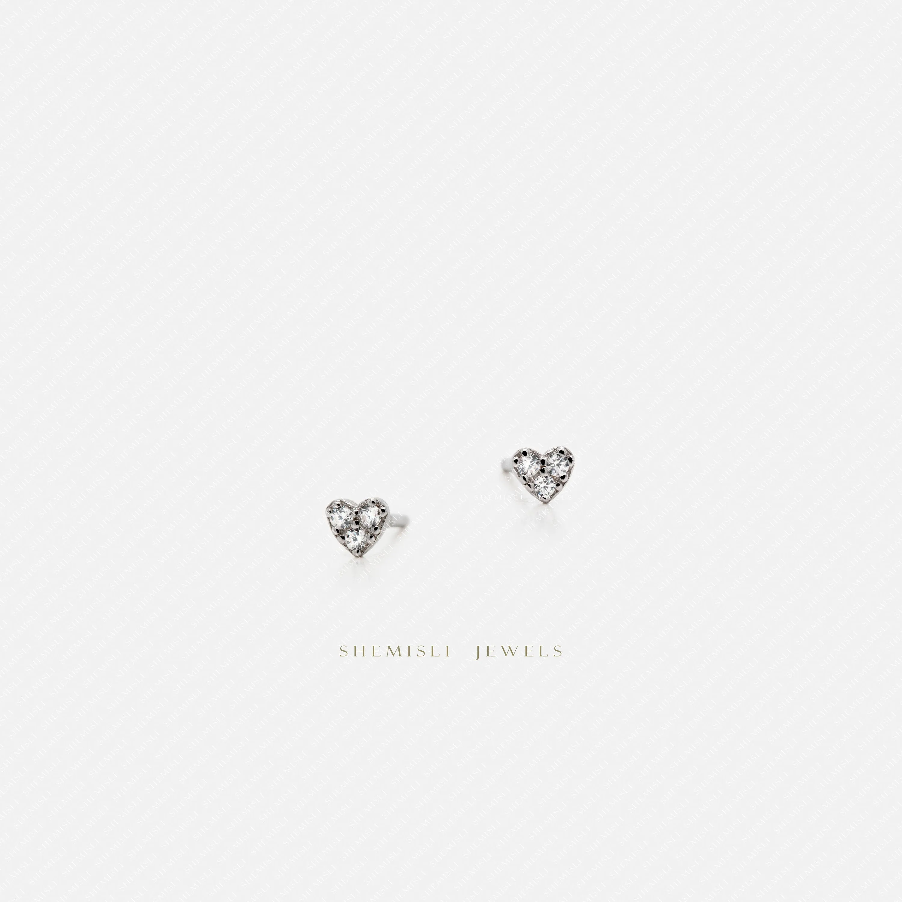 Super Tiny Paved Stone Heart Stud, Unisex, Gold, Silver SHEMISLI SS435 Butterfly End, SS436 Screw Ball End (Type A)