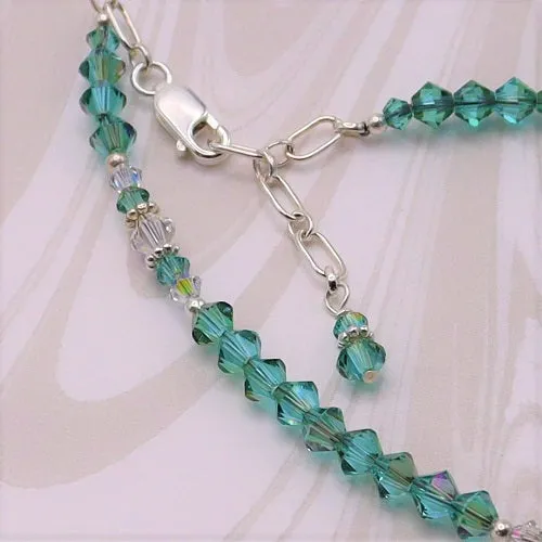 Swarovski™ Crystals Anklet - Luminous Light Turquoise