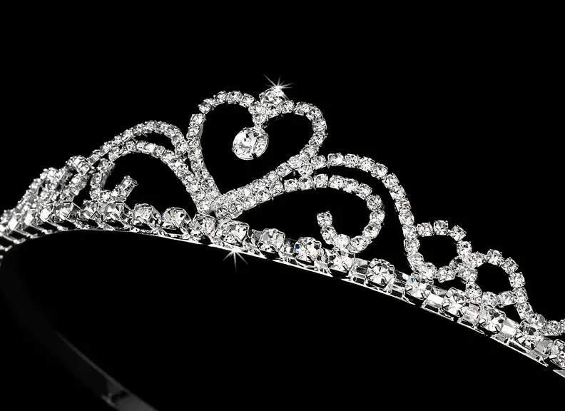 Sweet Bridal Crystal Heart Tiara Crown