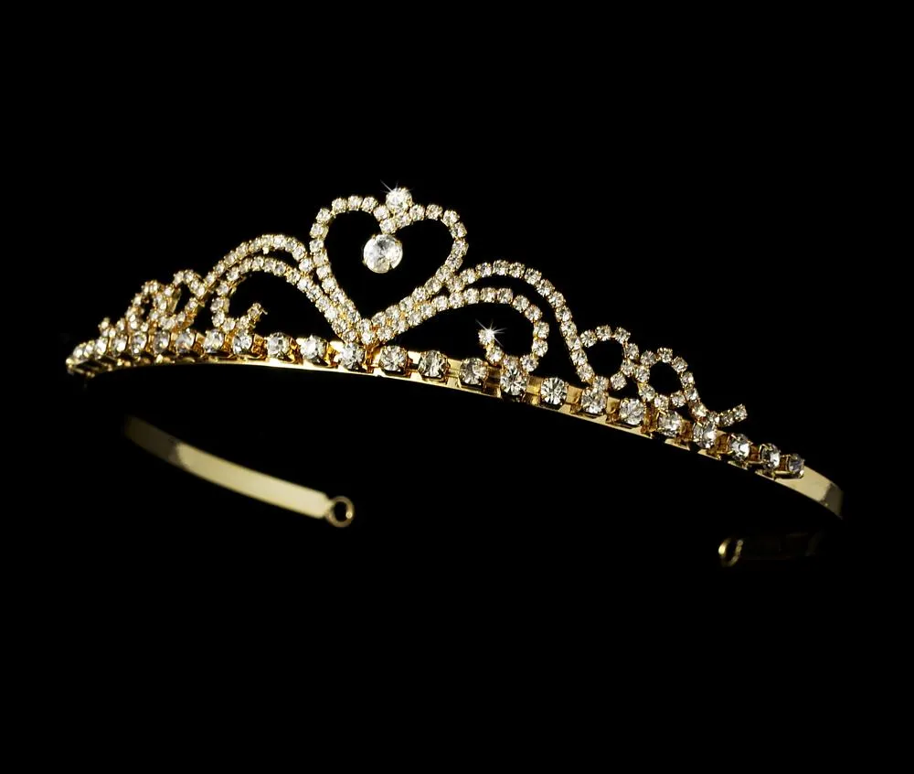 Sweet Bridal Crystal Heart Tiara Crown