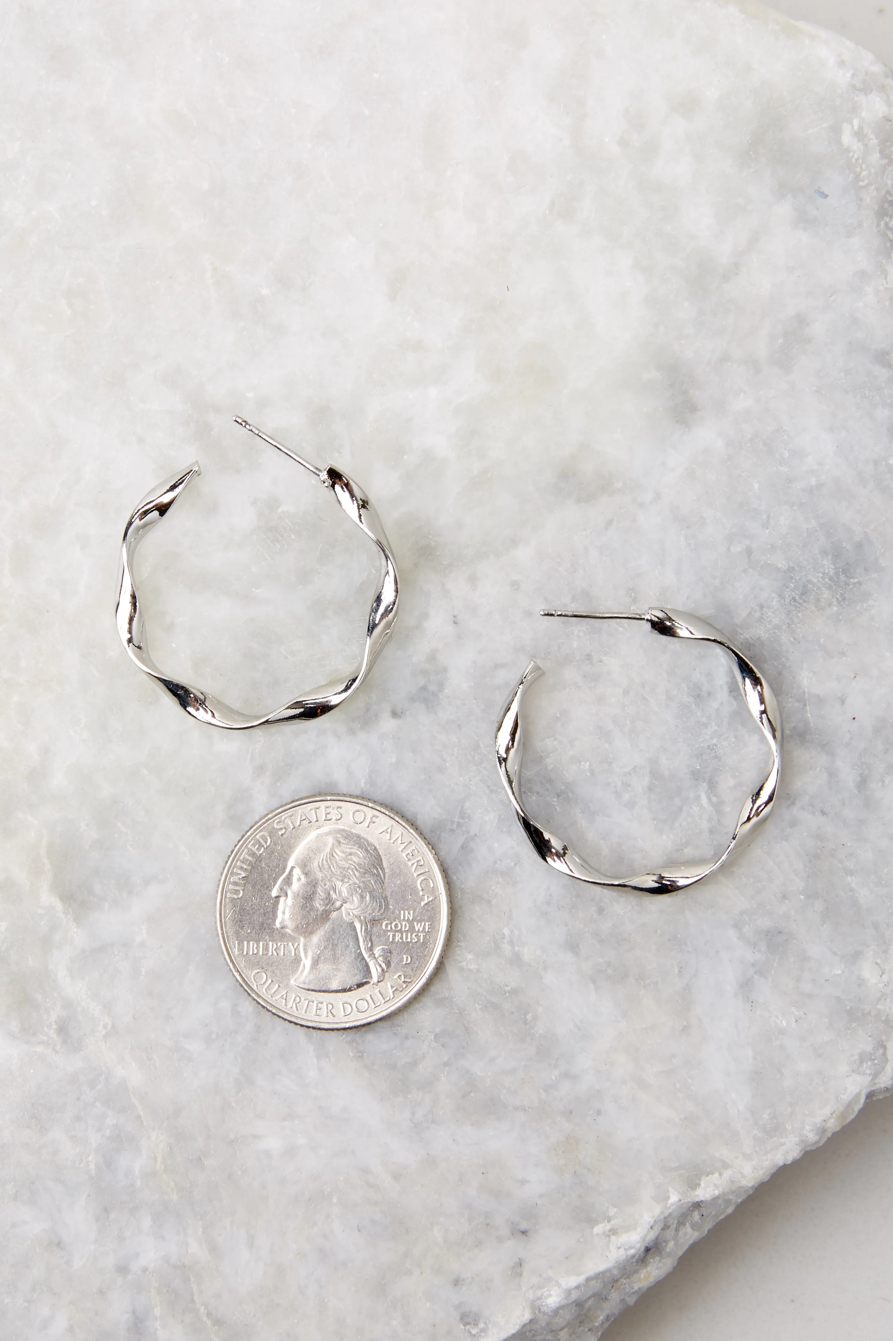 Sweet Twist Silver Hoop Earrings