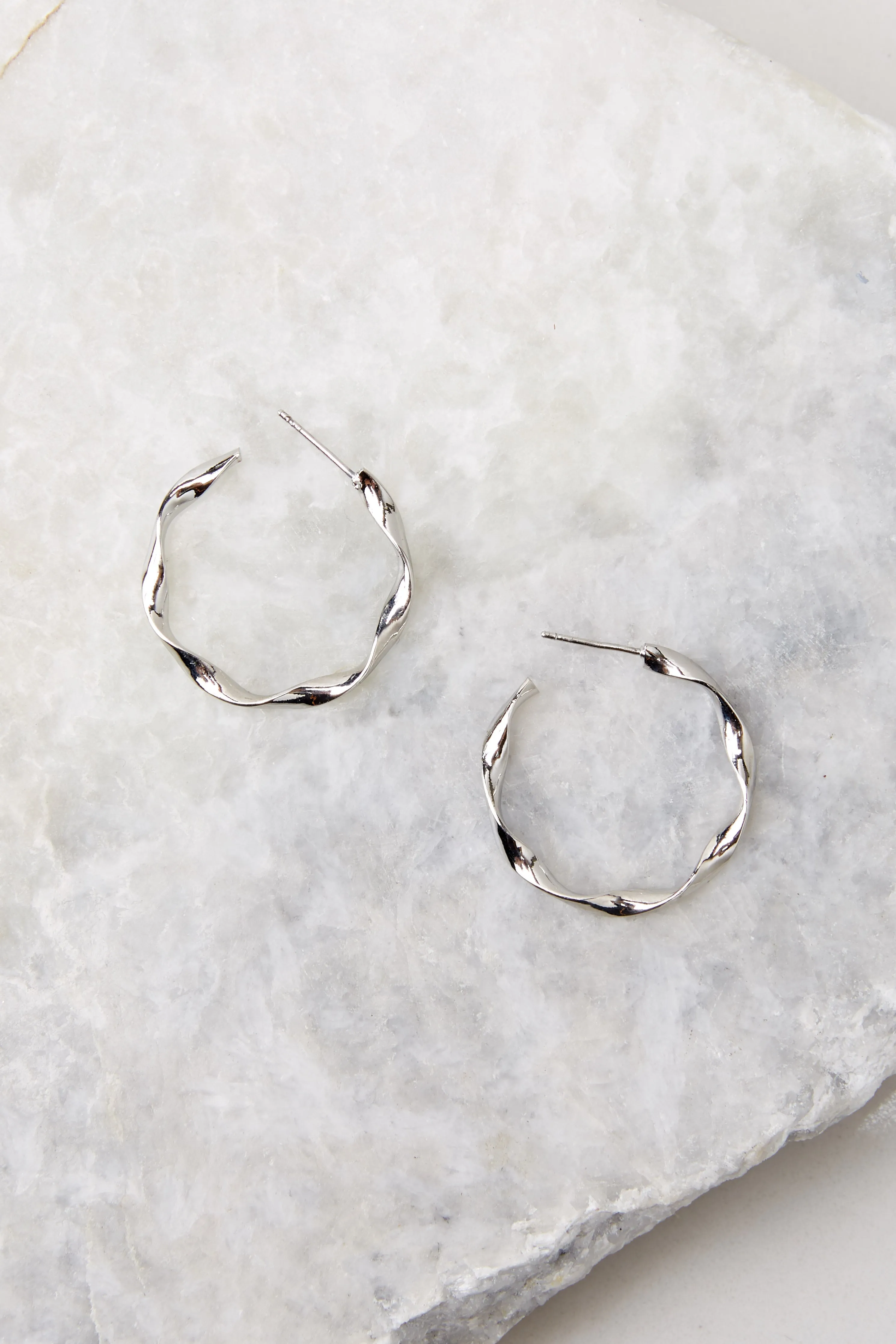 Sweet Twist Silver Hoop Earrings