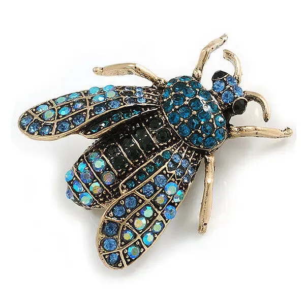 TEEK - Blue Crystal Fly Brooch