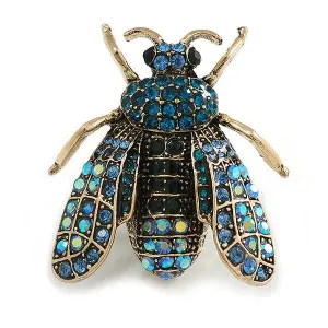 TEEK - Blue Crystal Fly Brooch