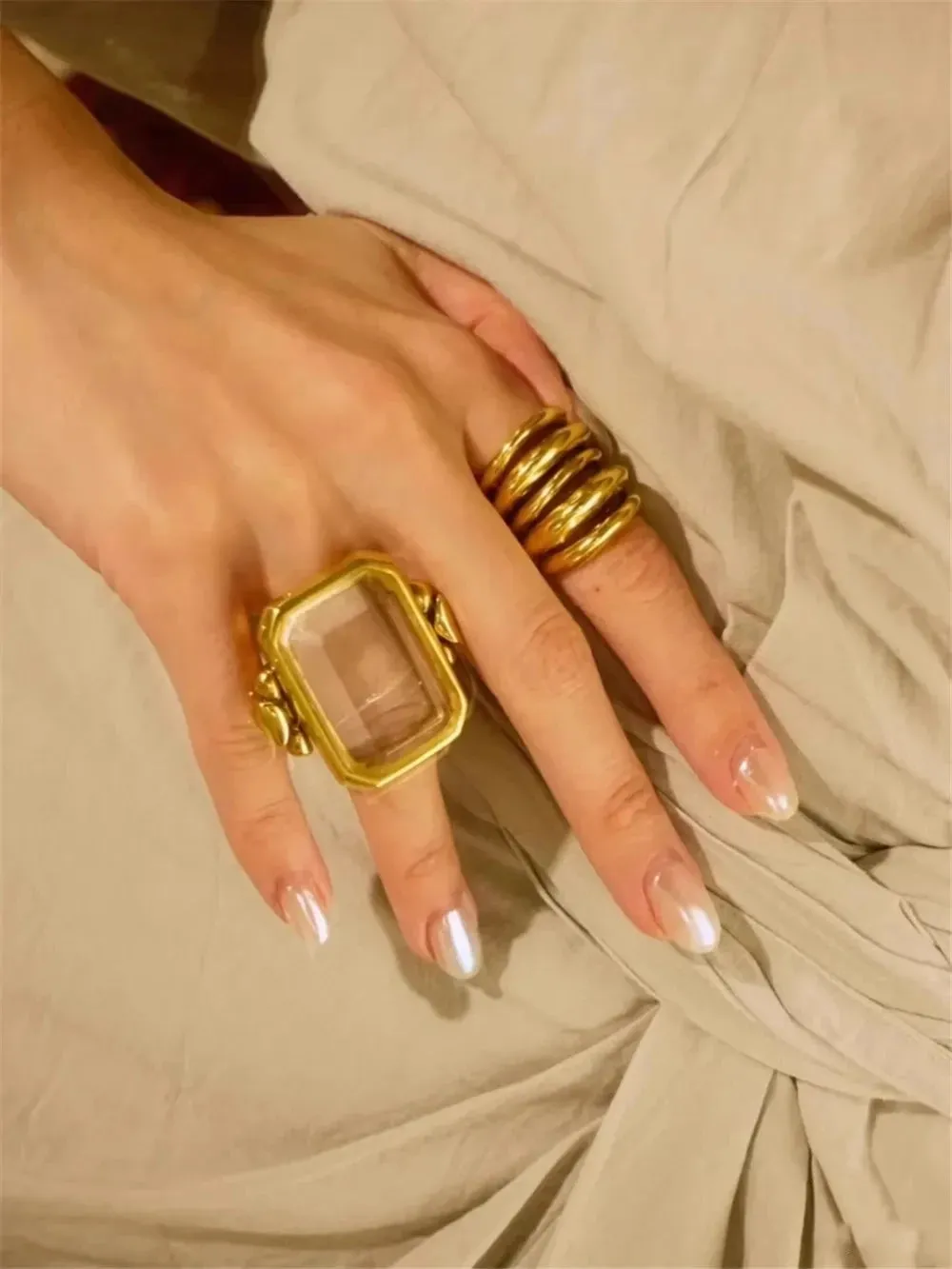 TEEK - Square Stone Crystal Ring