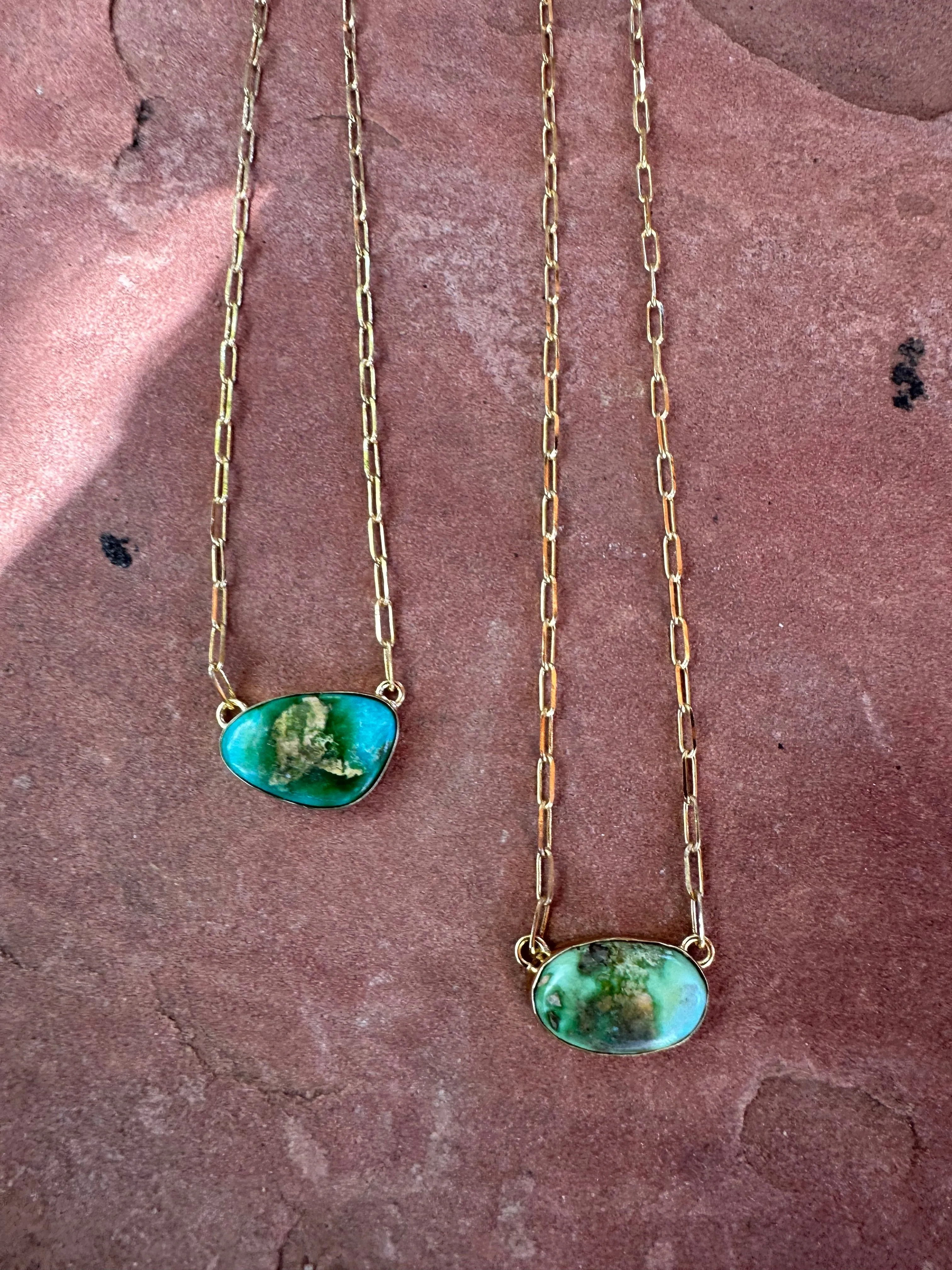 “The Golden Collection” THE JUPITER Handmade Natural Turquoise 14k Gold Plated Sterling Silver Necklace