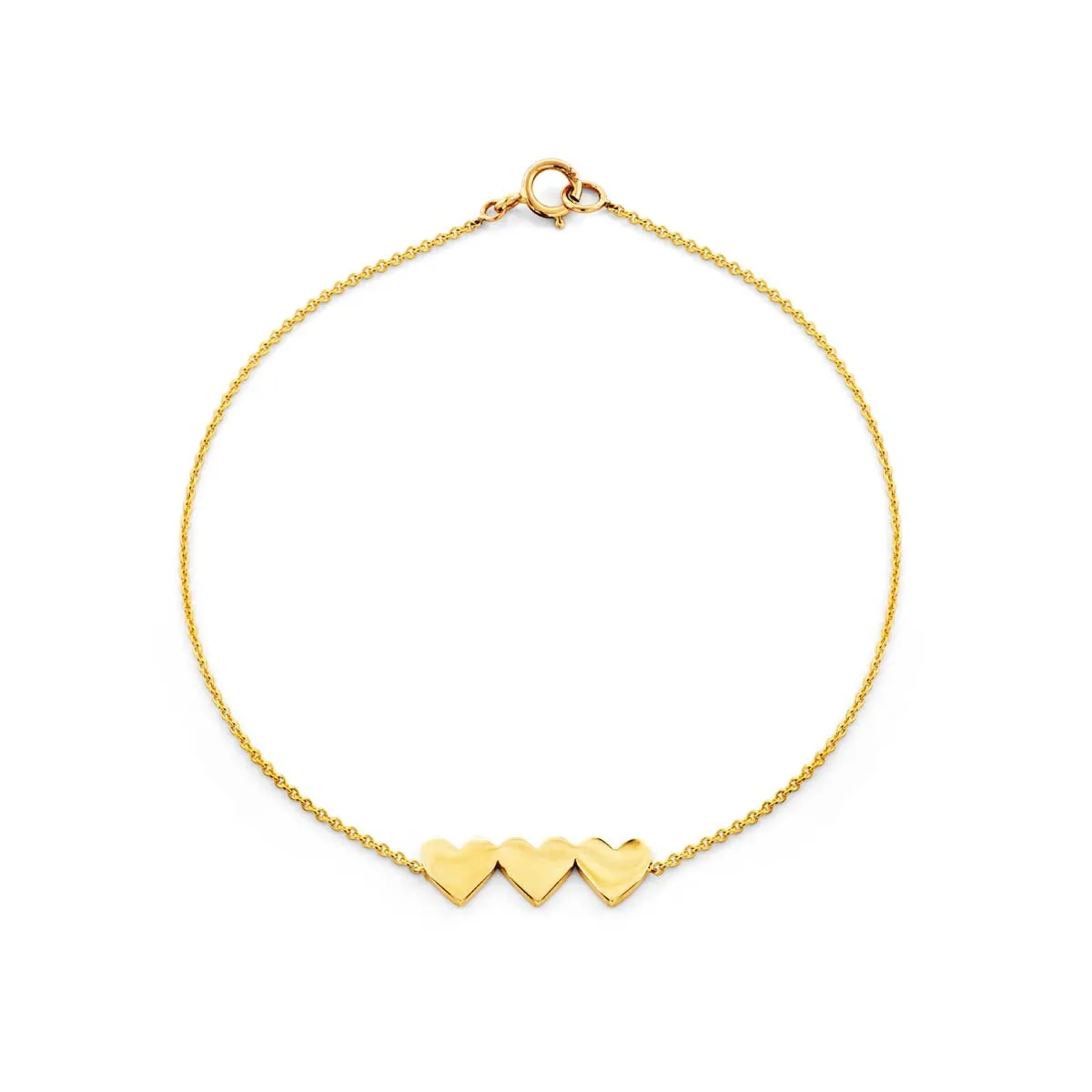 Three Gold Hearts Bracelet