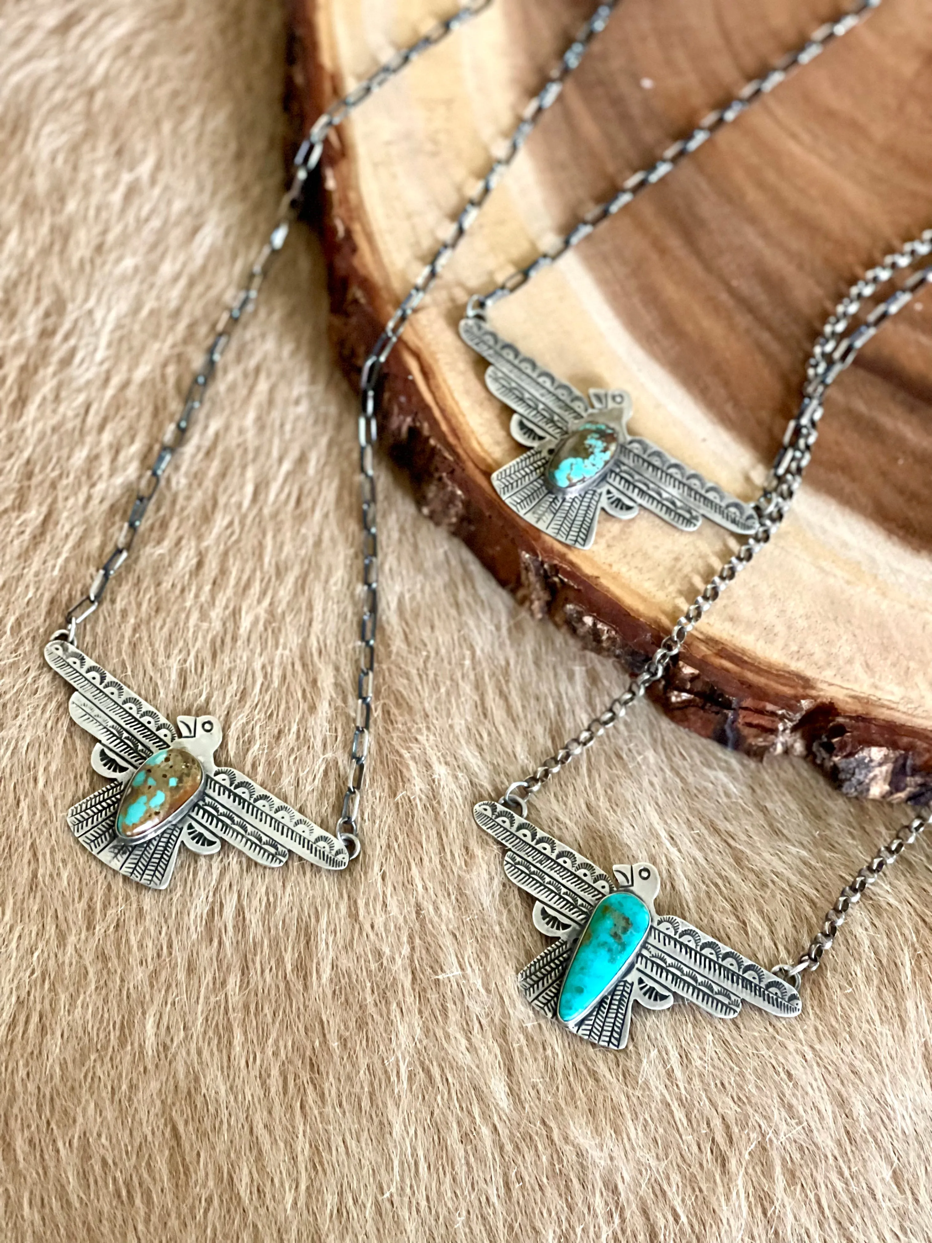 Thunderbird & Turquoise Charm w/Silver Chain (Large)