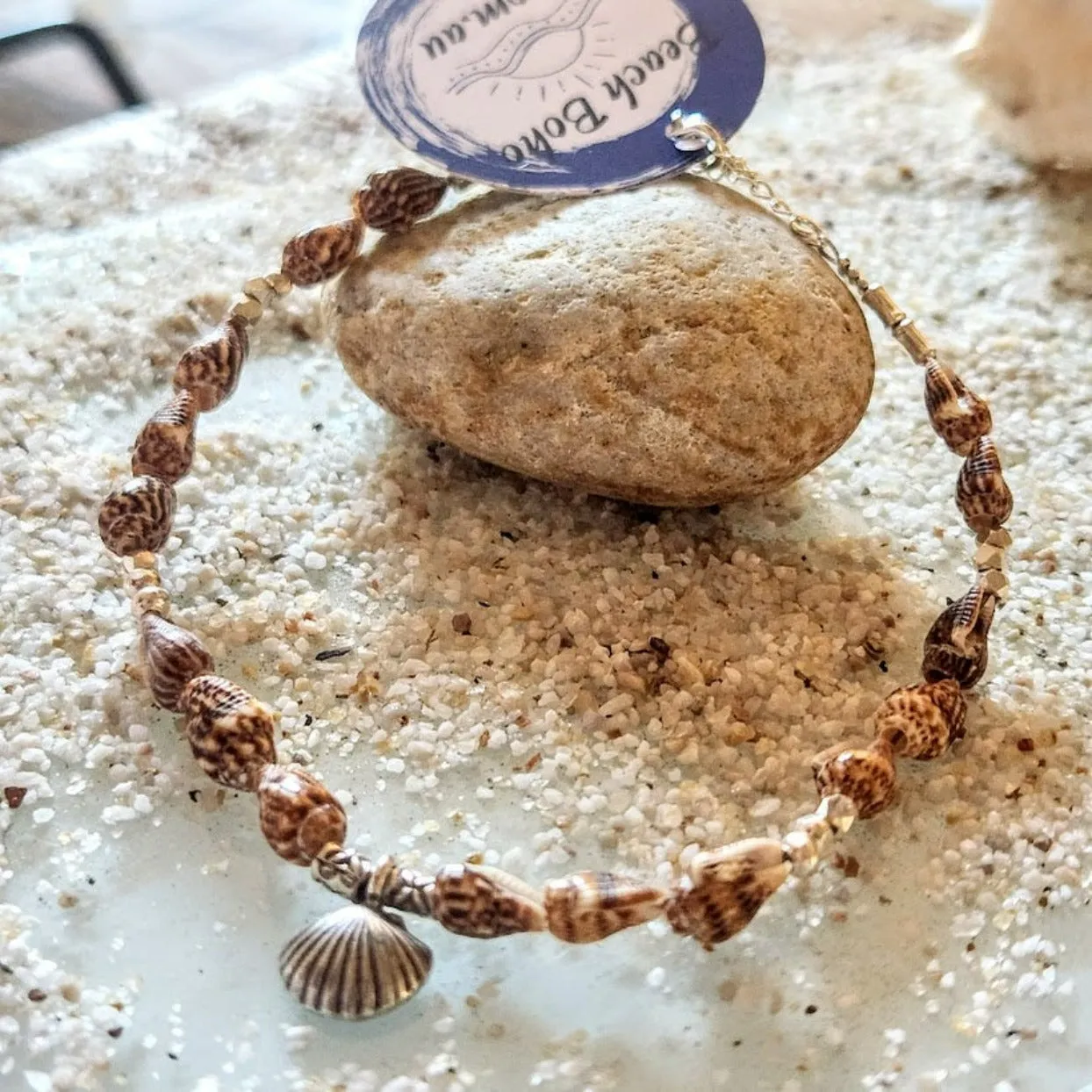 TIGER SHELLS - SILVER HILLTRIBE ANKLET