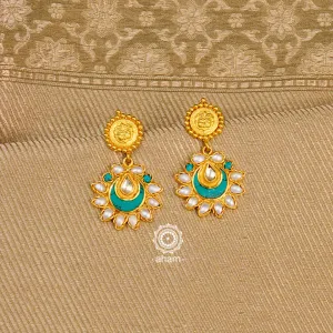 Turquoise Chandrika Gold Polish Silver Earrings