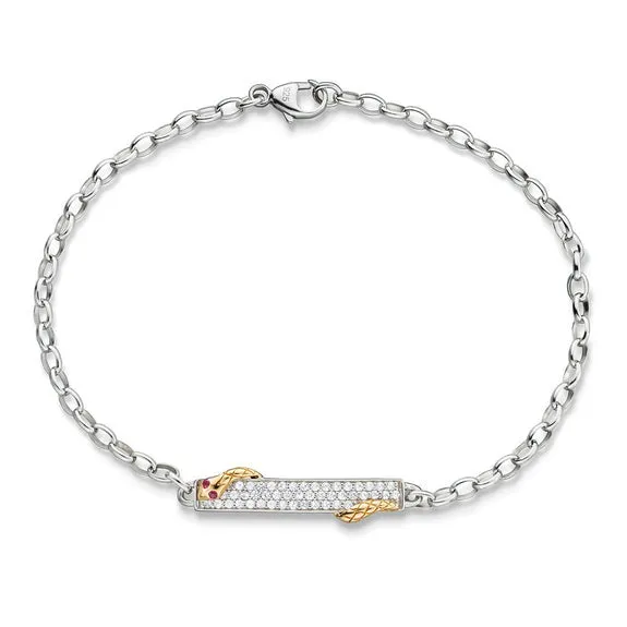 TWO-TONE "NEVER FEAR" POESY BRACELET
in Sterling Silver and 18K Yellow Gold.