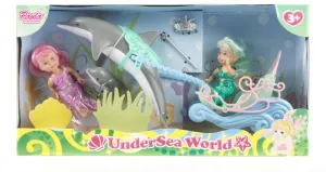 UNDERSEA WORLD MERMAID MINI CARRIAGE PINK/GREEN DOLLS