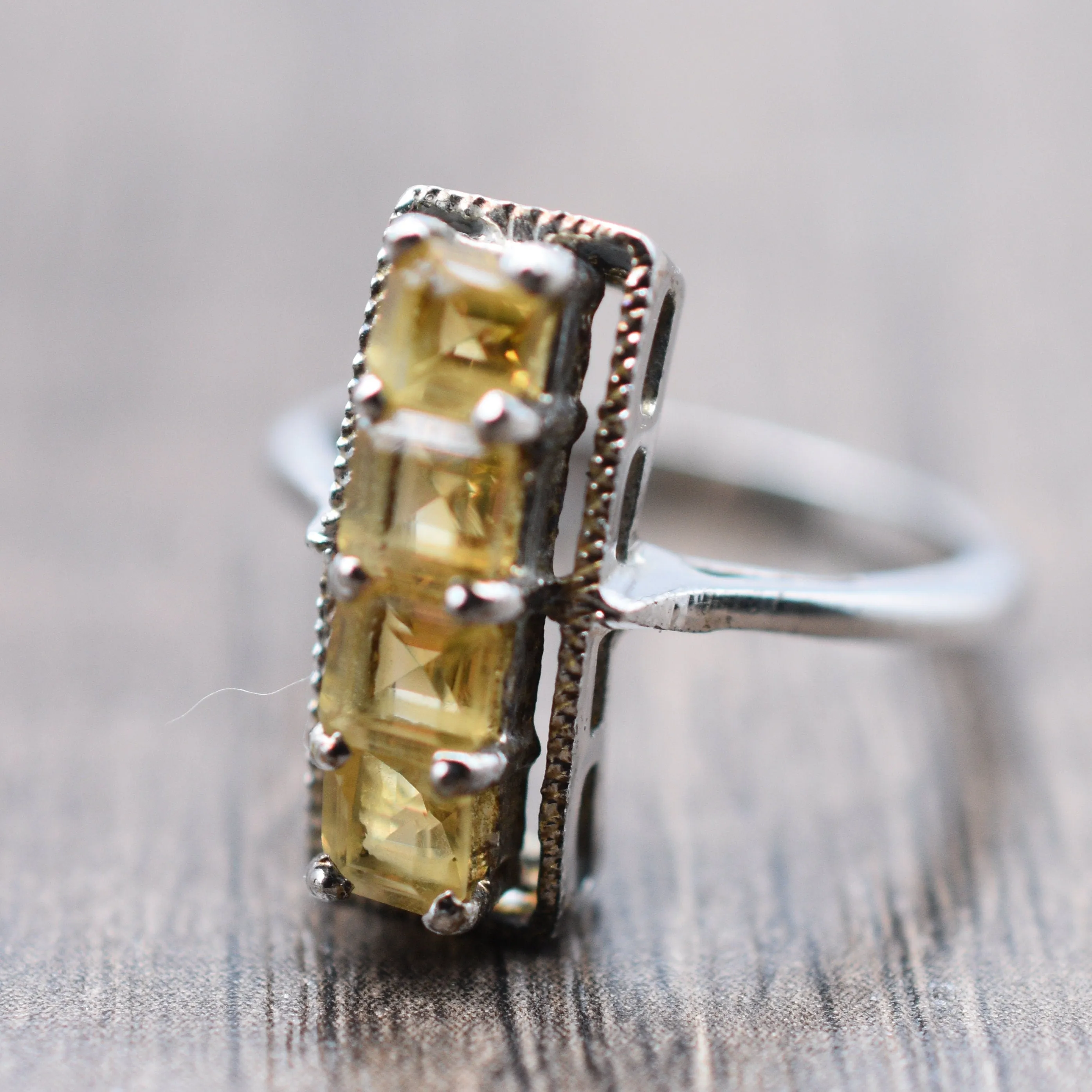 Unique Handmade Citrine 925 Sterling Silver Ring