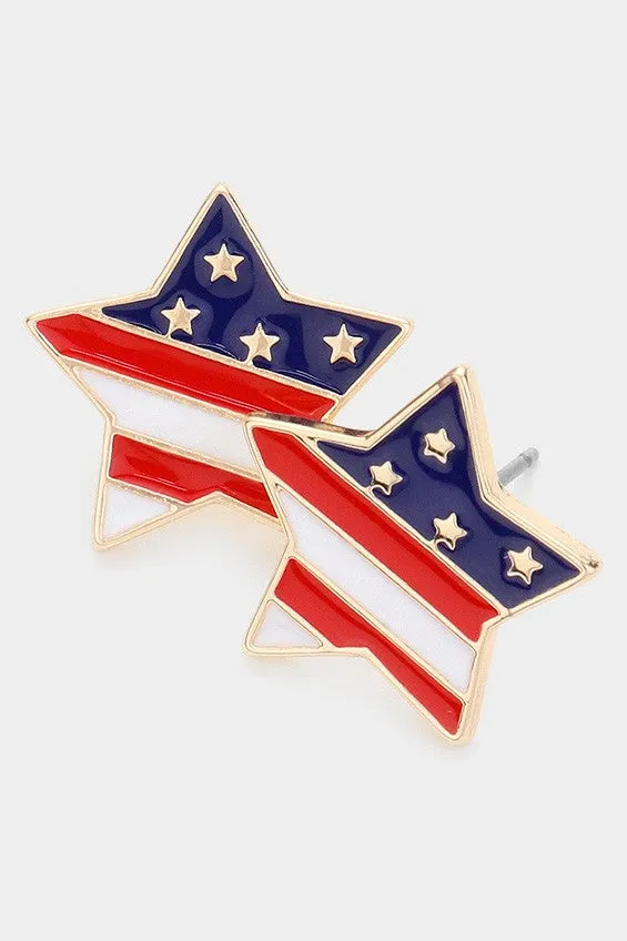 USA Star Enamel Earrings