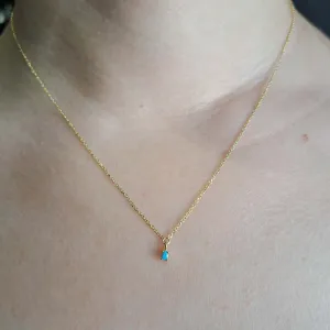 Vernus | Tiny Drop Necklace | Turquoise Cz | GPS 925