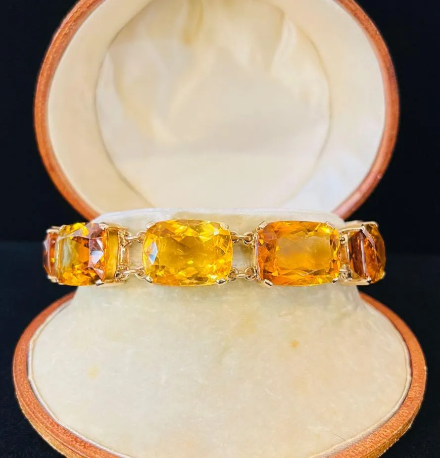 Vintage Citrine 14ct Yellow Gold Bracelet