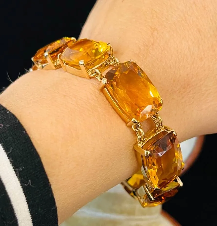 Vintage Citrine 14ct Yellow Gold Bracelet