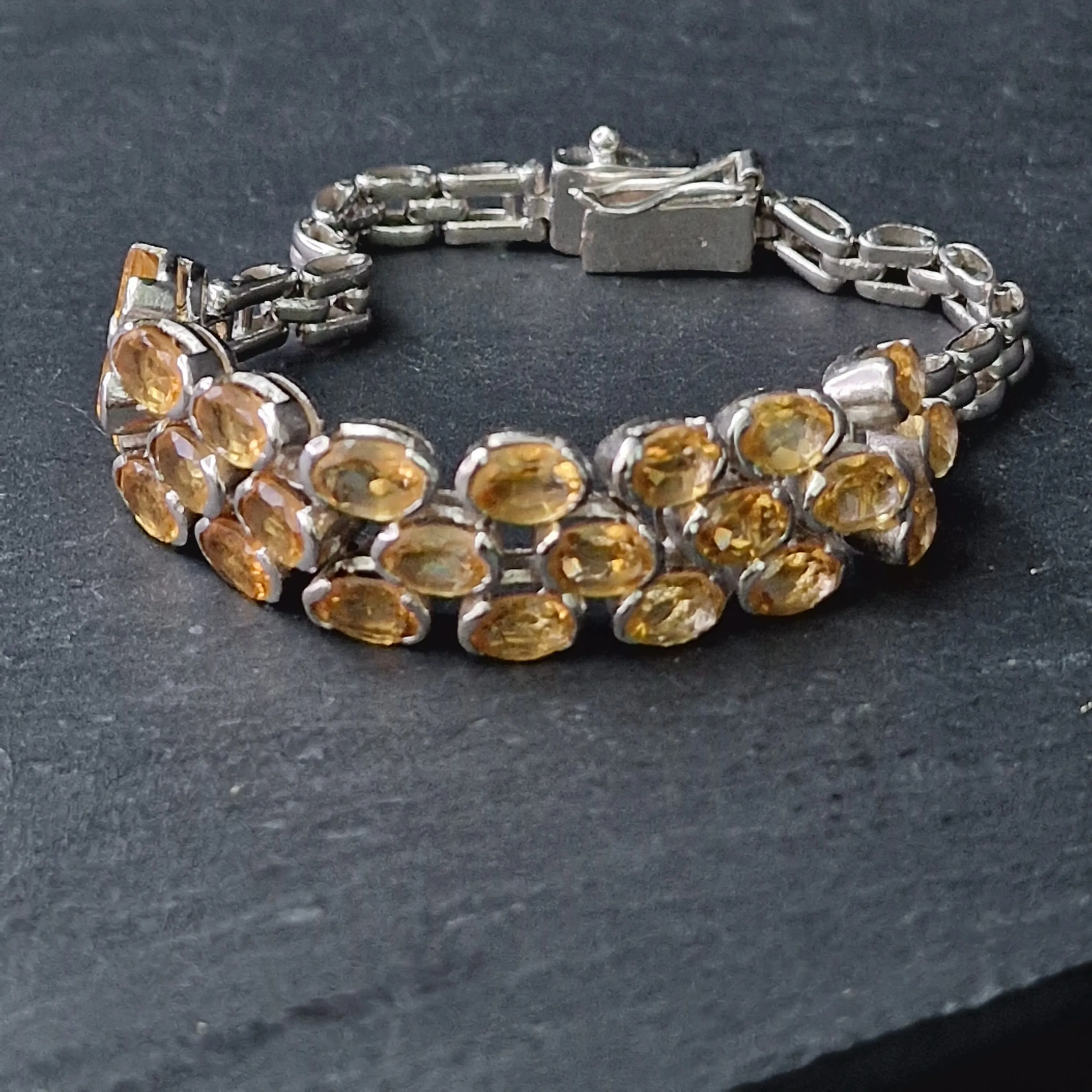 Vintage Citrine Silver Sterling 925 Bracelet - A Stunning Vintage Piece