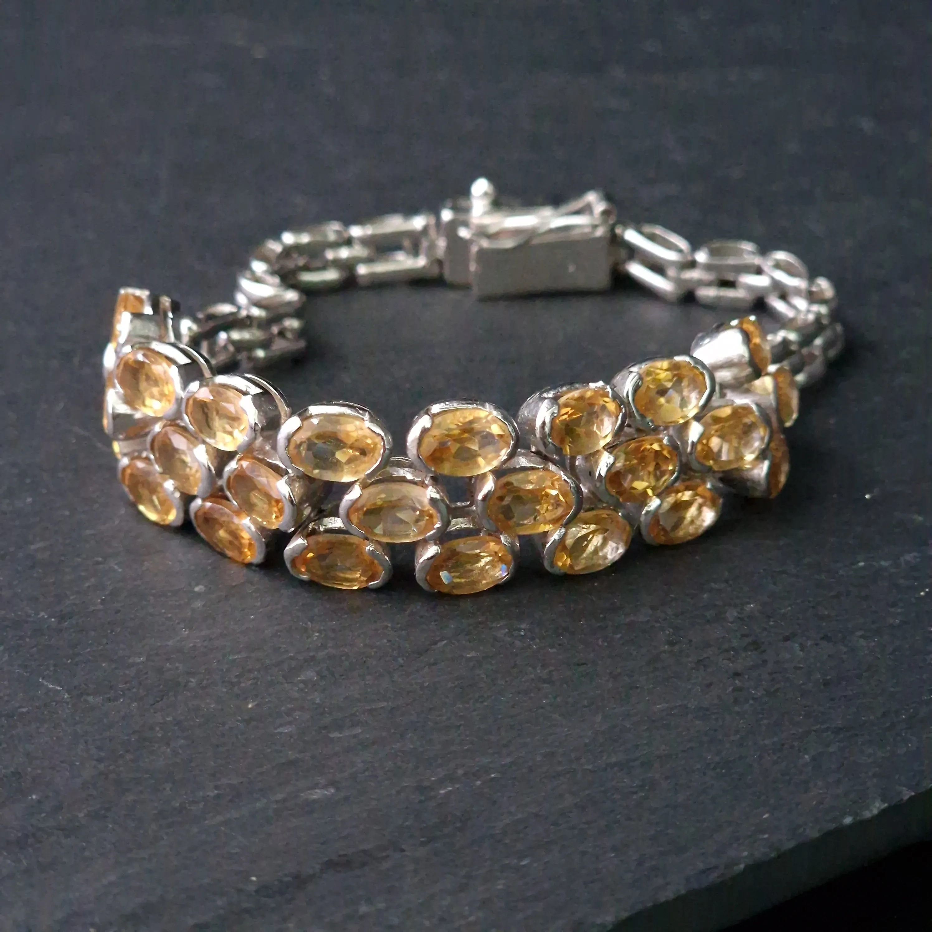 Vintage Citrine Silver Sterling 925 Bracelet - A Stunning Vintage Piece