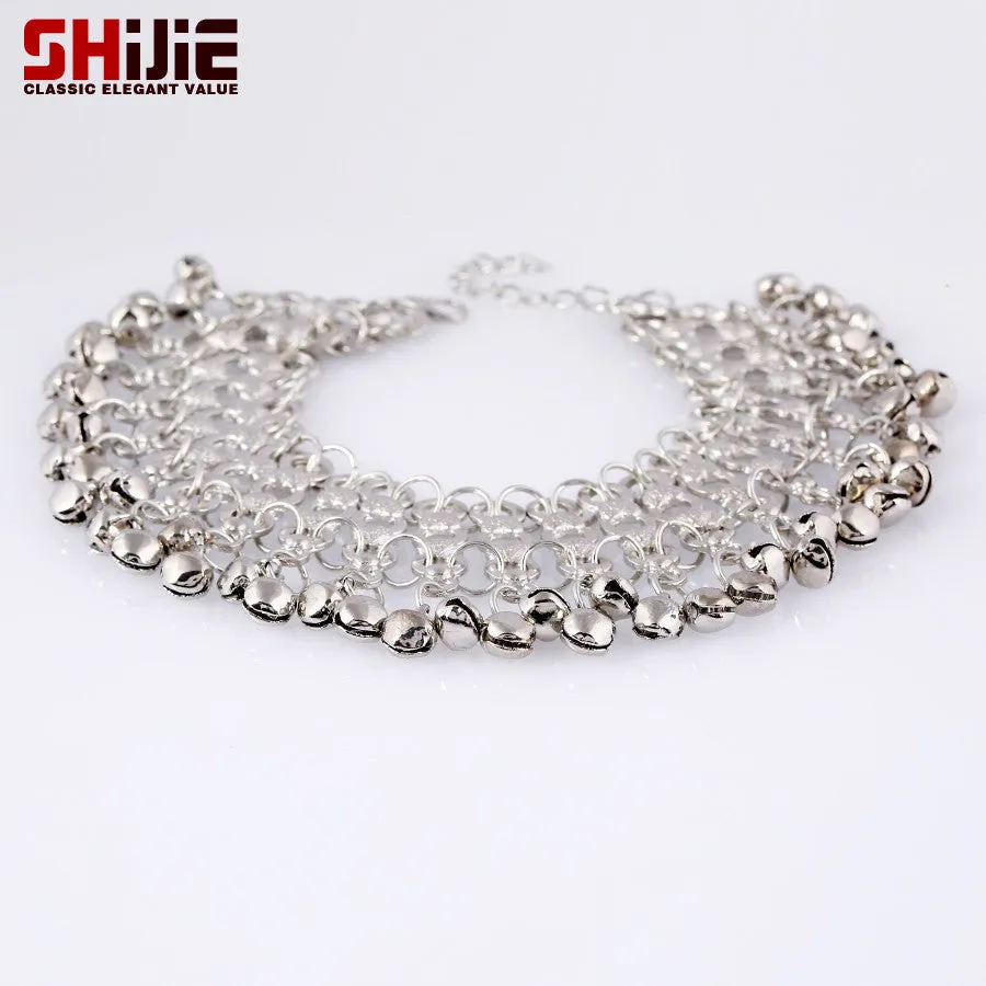 Vintage silver chain ankle bracelet lovely bell foot jewelry anklets for women