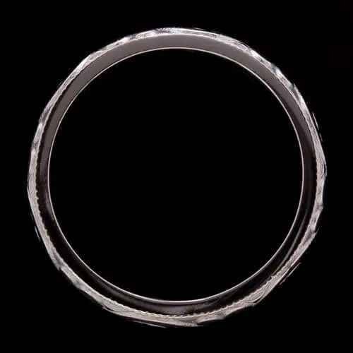 VINTAGE STYLE ENGRAVED WEDDING BAND 4mm STACKING RING ETERNITY 14K WHITE GOLD