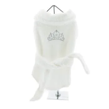 White Silver Tiara Cotton Dog Bathrobe