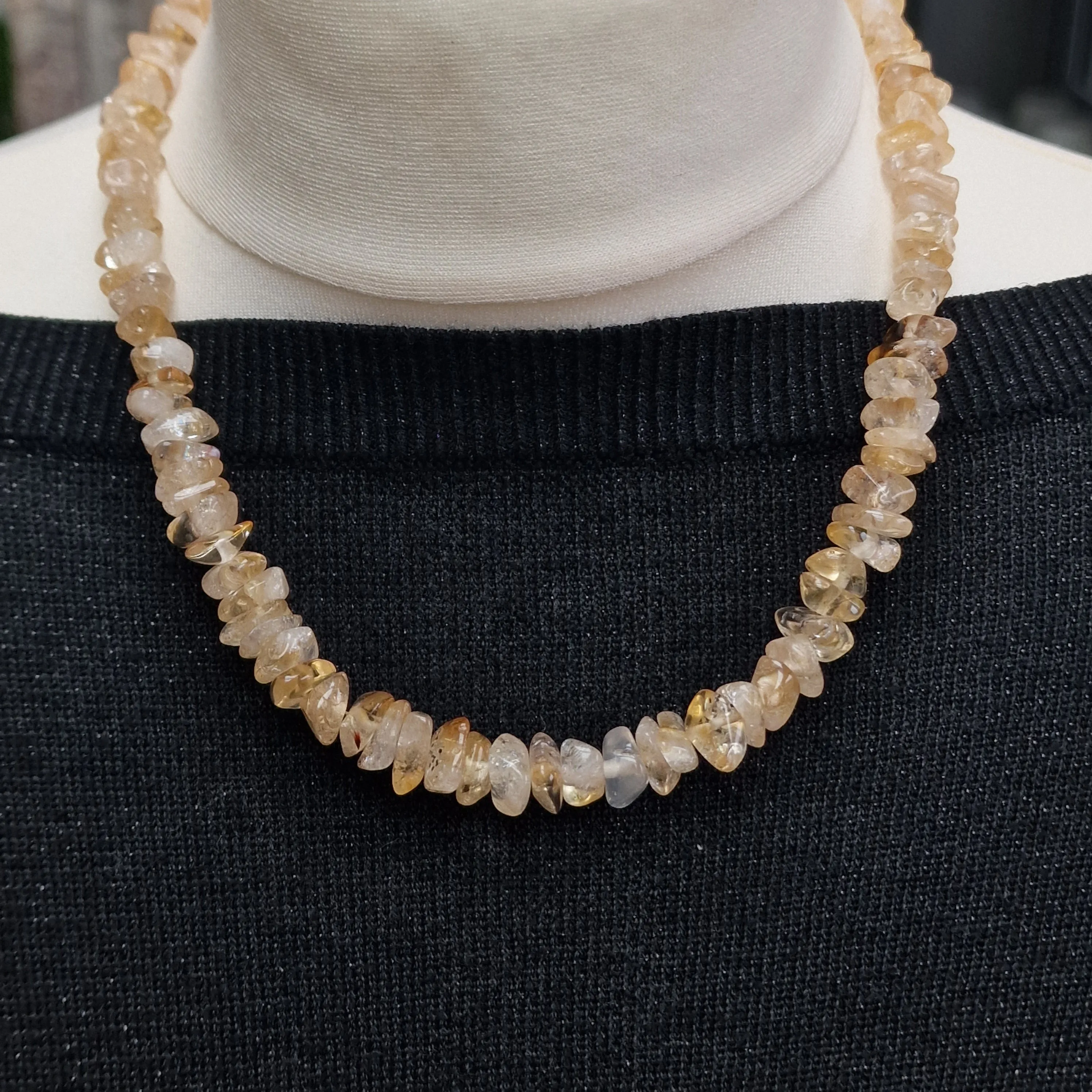 Wondrous Tumbled Citrine Gemstone Beaded Necklace