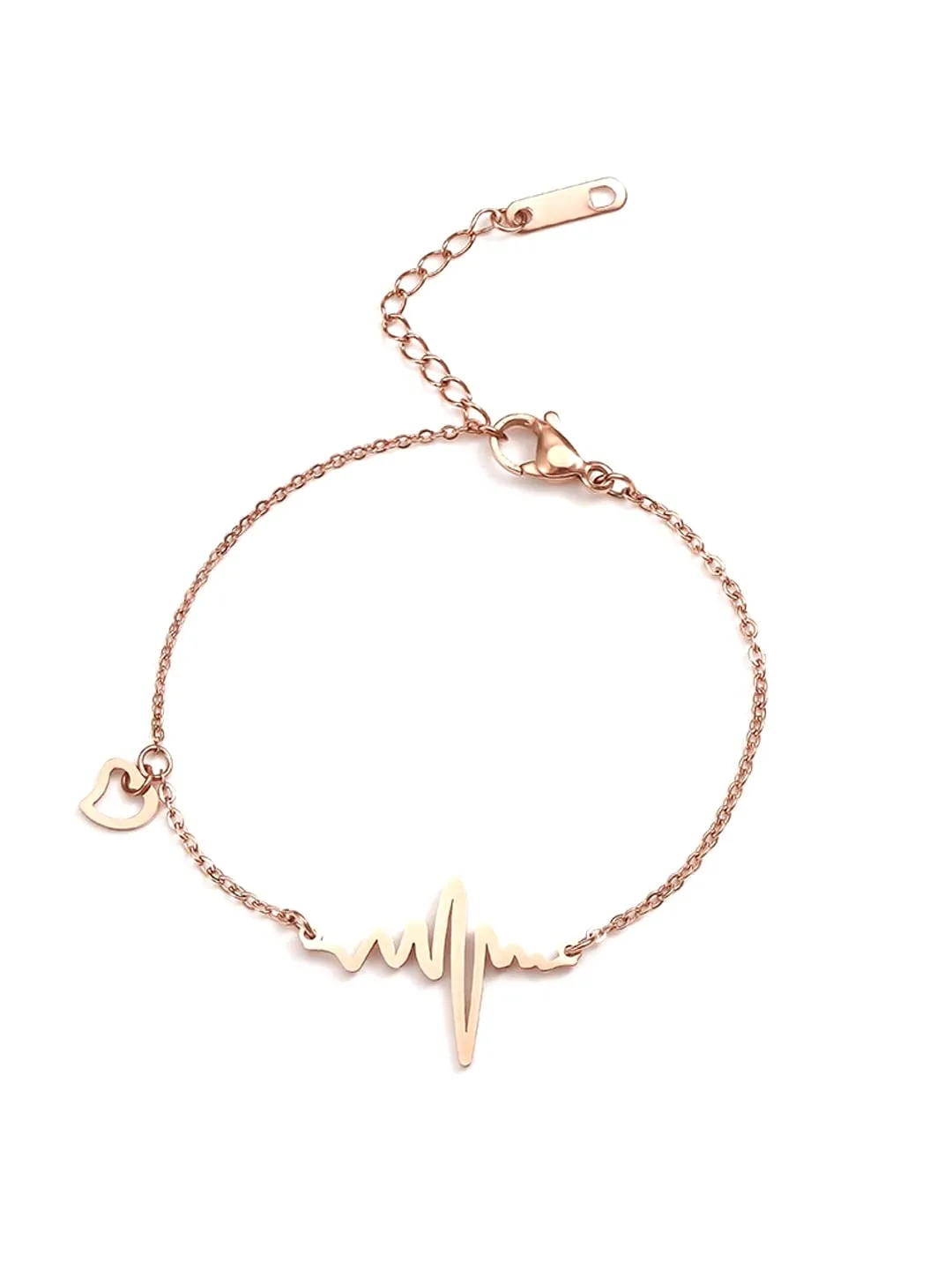 Yellow Chimes Anklets for Women Rose Gold-Plated Stainless Steel Heartbeat Charm Anklet For Women and Girls