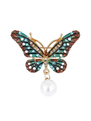 Yellow Chimes Brooch for Women Butterfly Shaped Brooch Fashionable Brooch for Girls and Women (Multicolor)