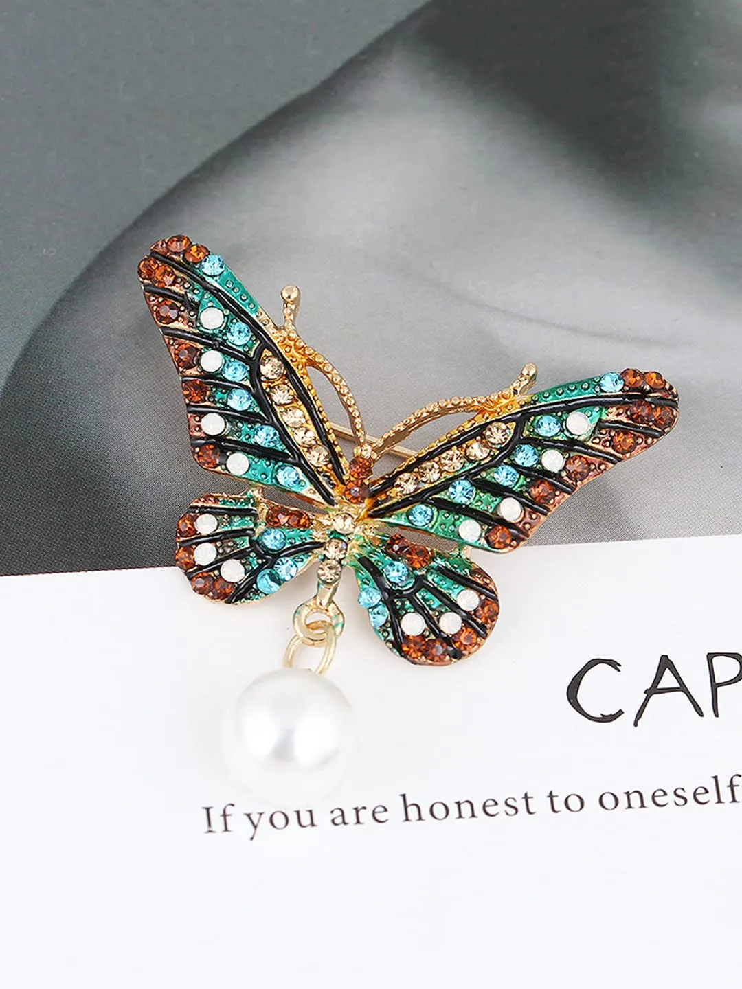 Yellow Chimes Brooch for Women Butterfly Shaped Brooch Fashionable Brooch for Girls and Women (Multicolor)