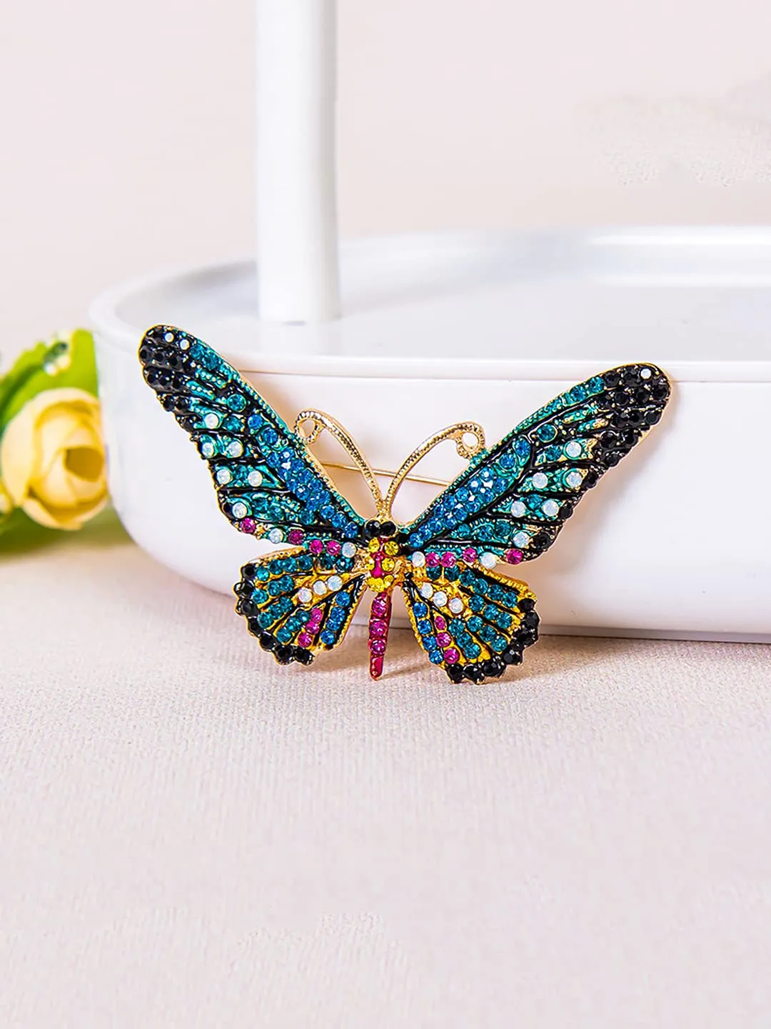 Yellow Chimes Brooch for Women Butterfly Shaped Brooch for Girls and Women